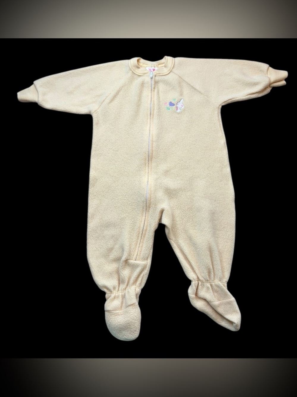 Carter's 90s Vintage Yellow Embroidered Bunny Easter Footie Pajamas Sz 6-12 M
